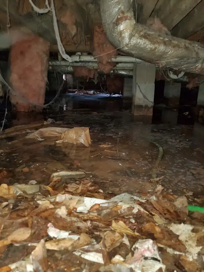 Crawl space flood assessment for Commercial Water Damage Restoration in Dedham